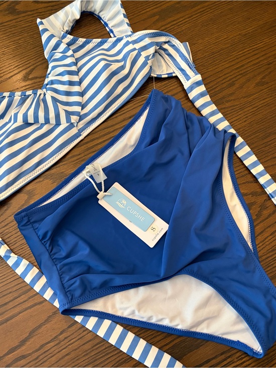 Cupshe Other - Cupshe Blue and White Striped Two-Piece Swim Set